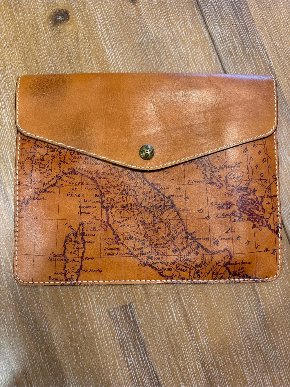 Patricia Nash Map-Print Envelope Clutch - Tan